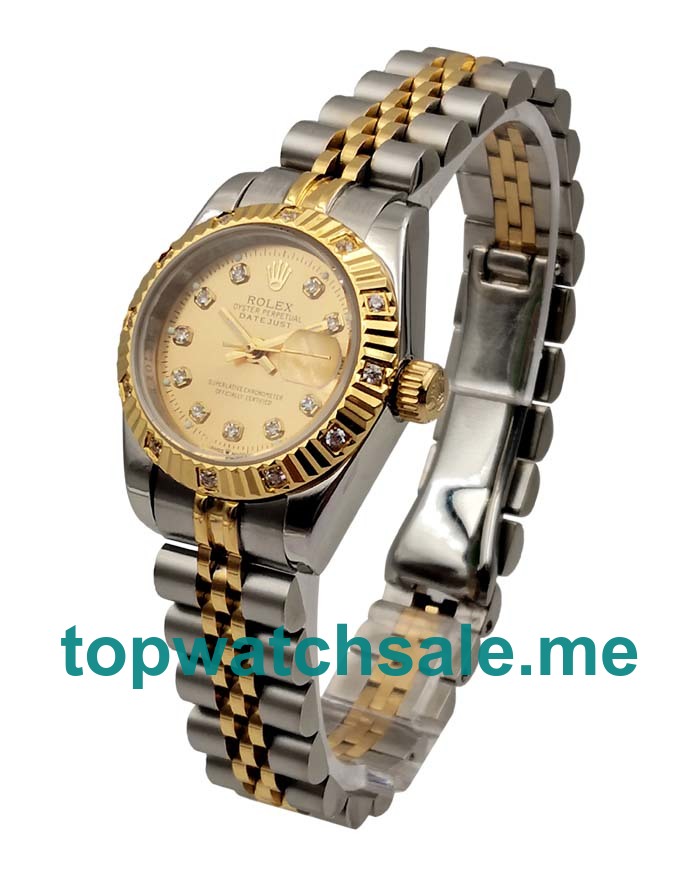 UK Champagne Dials Steel And Gold Rolex Lady-Datejust 179313 Replica Watches