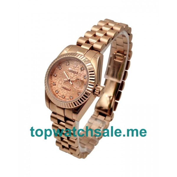 UK Pink Dials Rose Gold Rolex Lady-Datejust 179175 Replica Watches