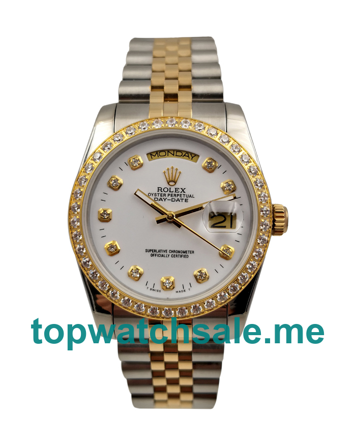 UK White Dials Steel And Gold Rolex Day-Date 18048 Replica Watches