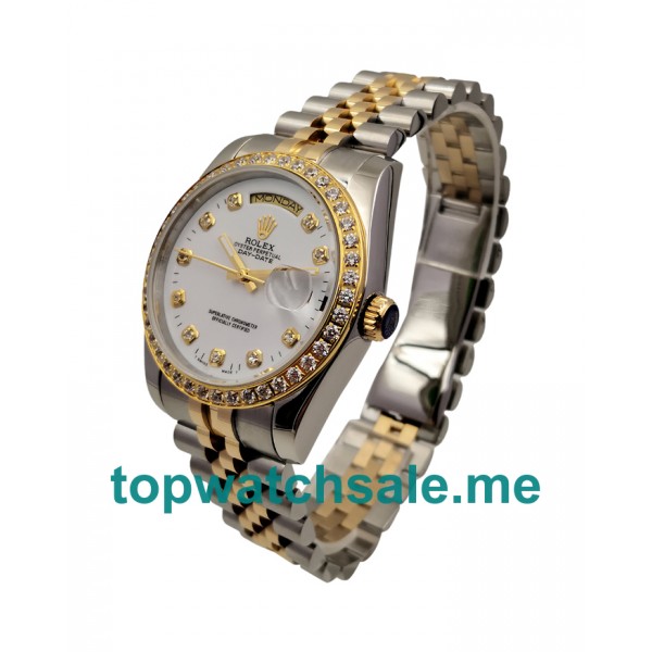 UK White Dials Steel And Gold Rolex Day-Date 18048 Replica Watches
