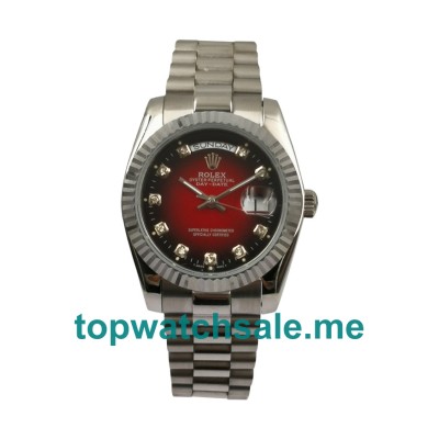 UK Leopard Red Dials Steel Rolex Day-Date 18039 Replica Watches