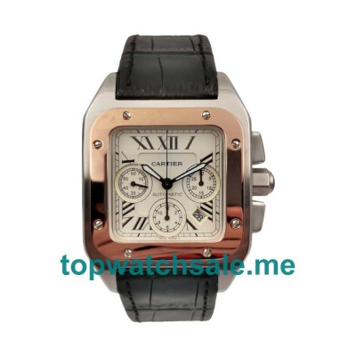 UK Silver Dials Steel And Rose Gold Cartier Santos 100 W20091X7 Replica Watches