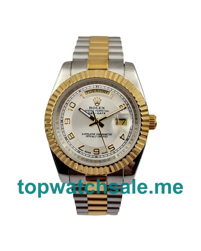 UK White Dials Gold And Steel Rolex Day-Date II 218238 Replica Watches