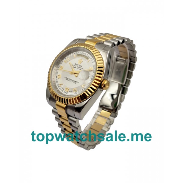 UK White Dials Gold And Steel Rolex Day-Date II 218238 Replica Watches