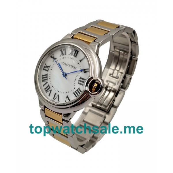 UK Steel And White Gold Cases Cartier Ballon Bleu W69008Z3 Quartz Replica Watches