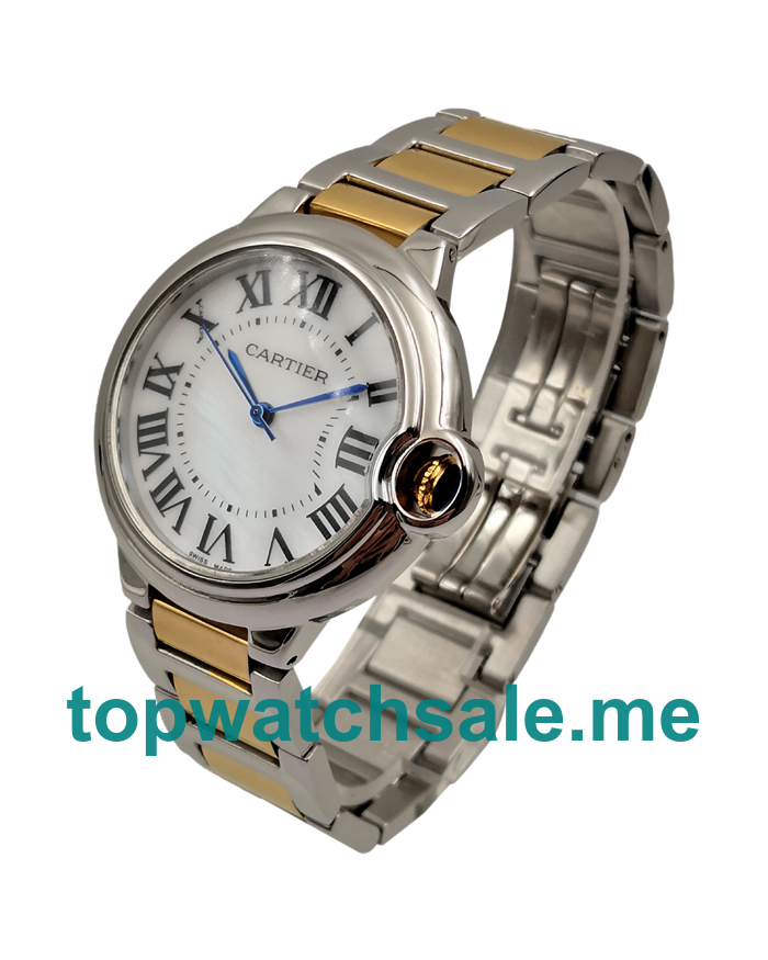 UK Steel And White Gold Cases Cartier Ballon Bleu W69008Z3 Quartz Replica Watches