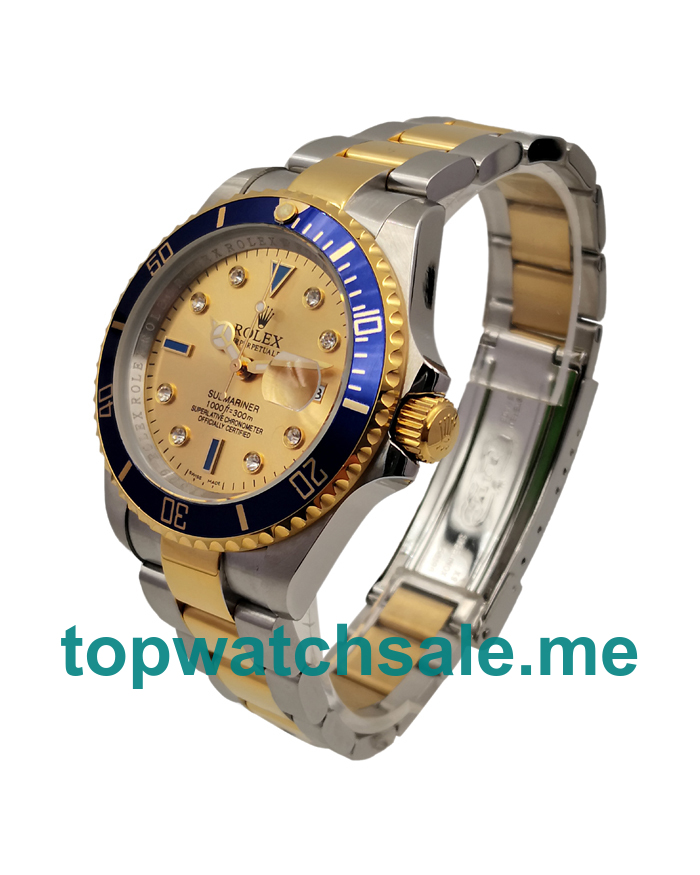UK Champagne Dials Steel And Gold Rolex Submariner 16613 Replica Watches