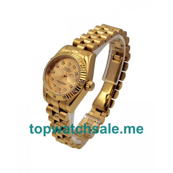 UK Champagne Dials Gold Rolex Lady-Datejust 179178 Replica Watches