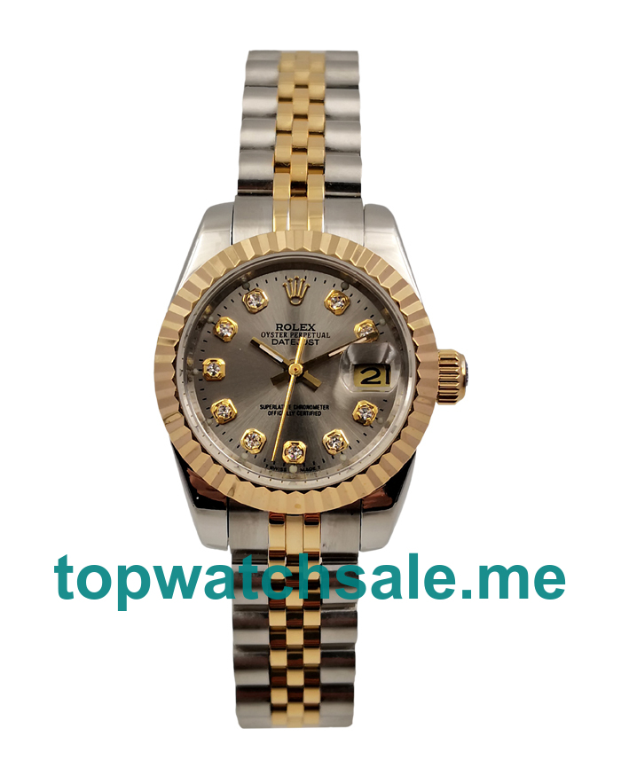 UK Grey Dials Steel And Gold Rolex Lady-Datejust 69173 Replica Watches