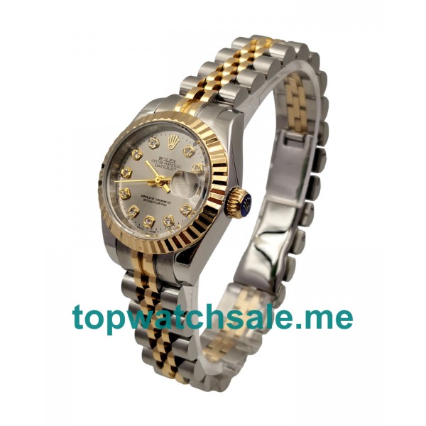 UK Grey Dials Steel And Gold Rolex Lady-Datejust 69173 Replica Watches