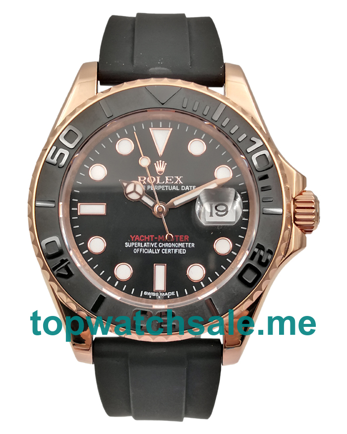 UK Black Dials Rose Gold Rolex Yacht-Master 116655 Replica Watches