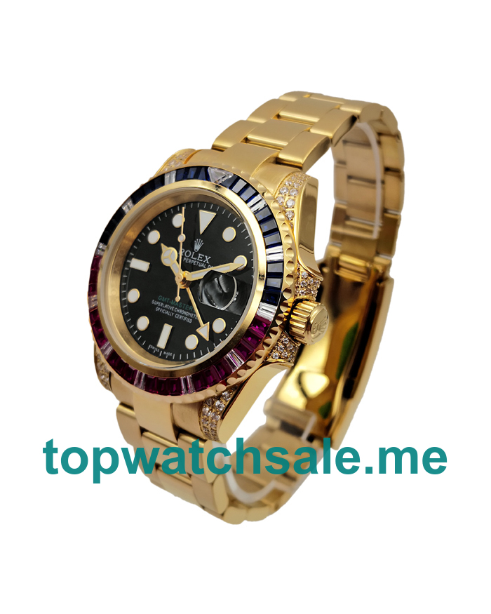 UK Black Dials Gold Rolex GMT-Master II 116758 Replica Watches