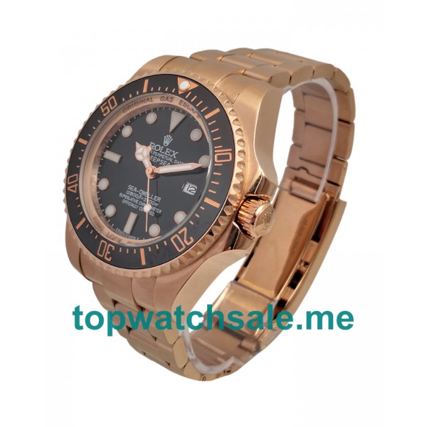 UK Black Dials Rose Gold Rolex Sea-Dweller Deepsea 126660 Replica Watches