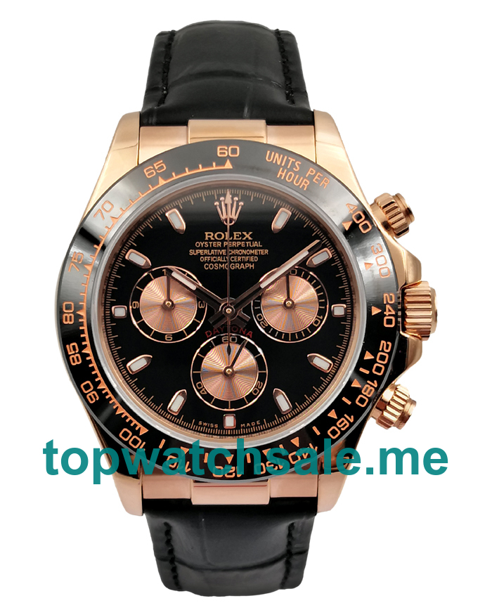 UK Black Dials Rose Gold Rolex Daytona 116515 Replica Watches
