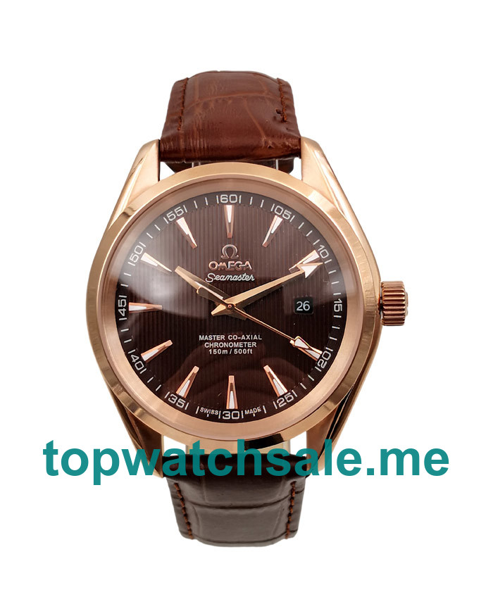 UK Coffee Dials Rose Gold Omega Seamaster Aqua Terra 231.53.39.21.06.001 Replica Watches