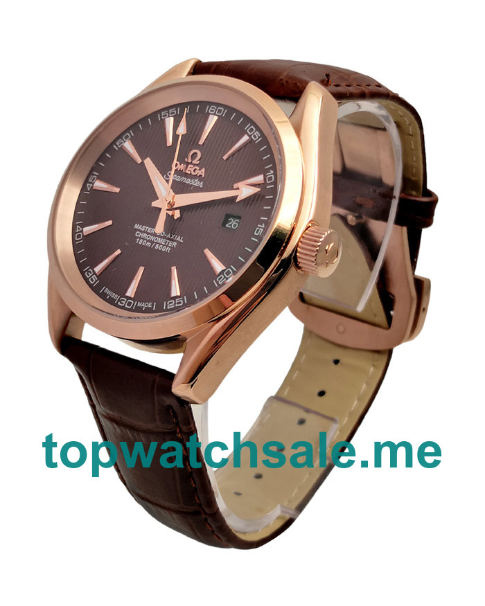 UK Coffee Dials Rose Gold Omega Seamaster Aqua Terra 231.53.39.21.06.001 Replica Watches