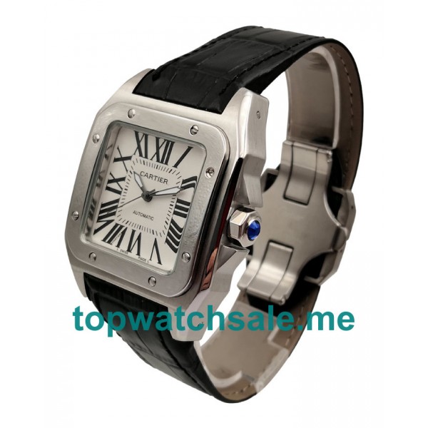 UK White Dials Steel Cartier Santos 100 W20106X8 Replica Watches