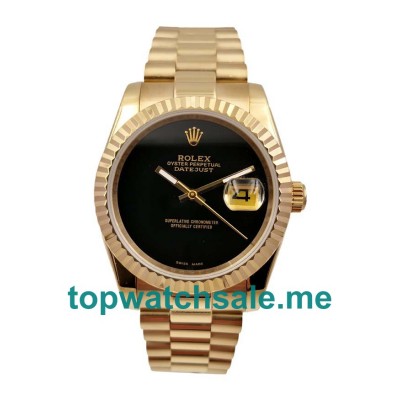 UK Black Dials Gold Rolex Datejust 16018 Replica Watches