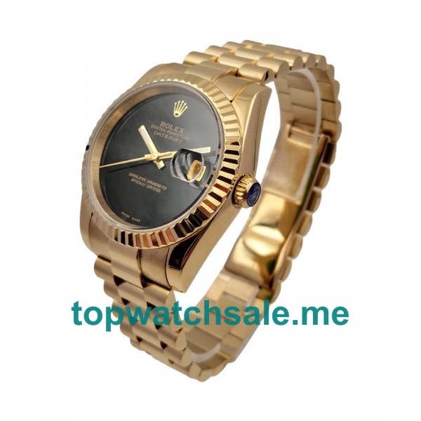 UK Black Dials Gold Rolex Datejust 16018 Replica Watches
