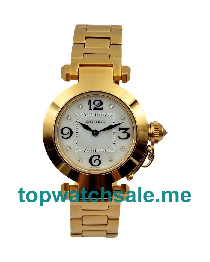 UK 18K Gold Fake Pasha De Cartier WJ11891G Watches With Diamonds