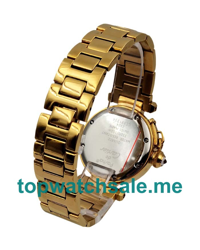 UK 18K Gold Fake Pasha De Cartier WJ11891G Watches With Diamonds